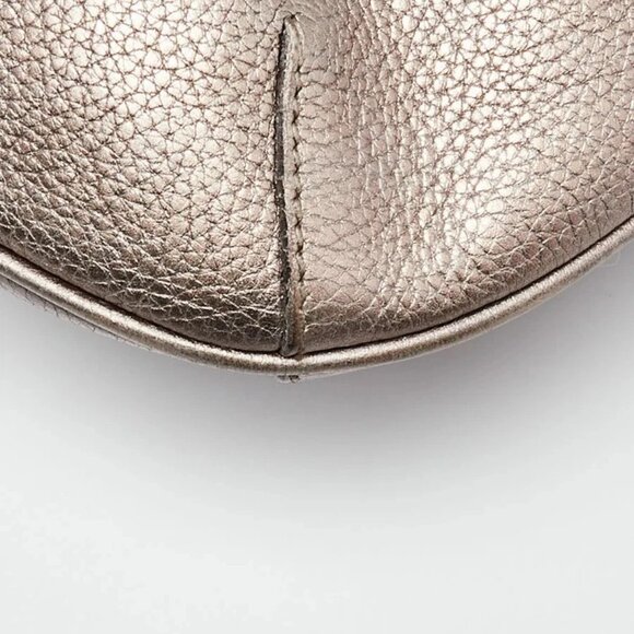 Prada Pewter Vitello Daino Leather Zip Top Hobo Bag - Picture 5 of 12